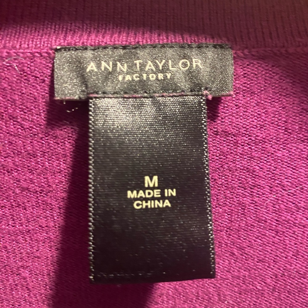 Ann Taylor Factory Purple Sweater cardigan button down